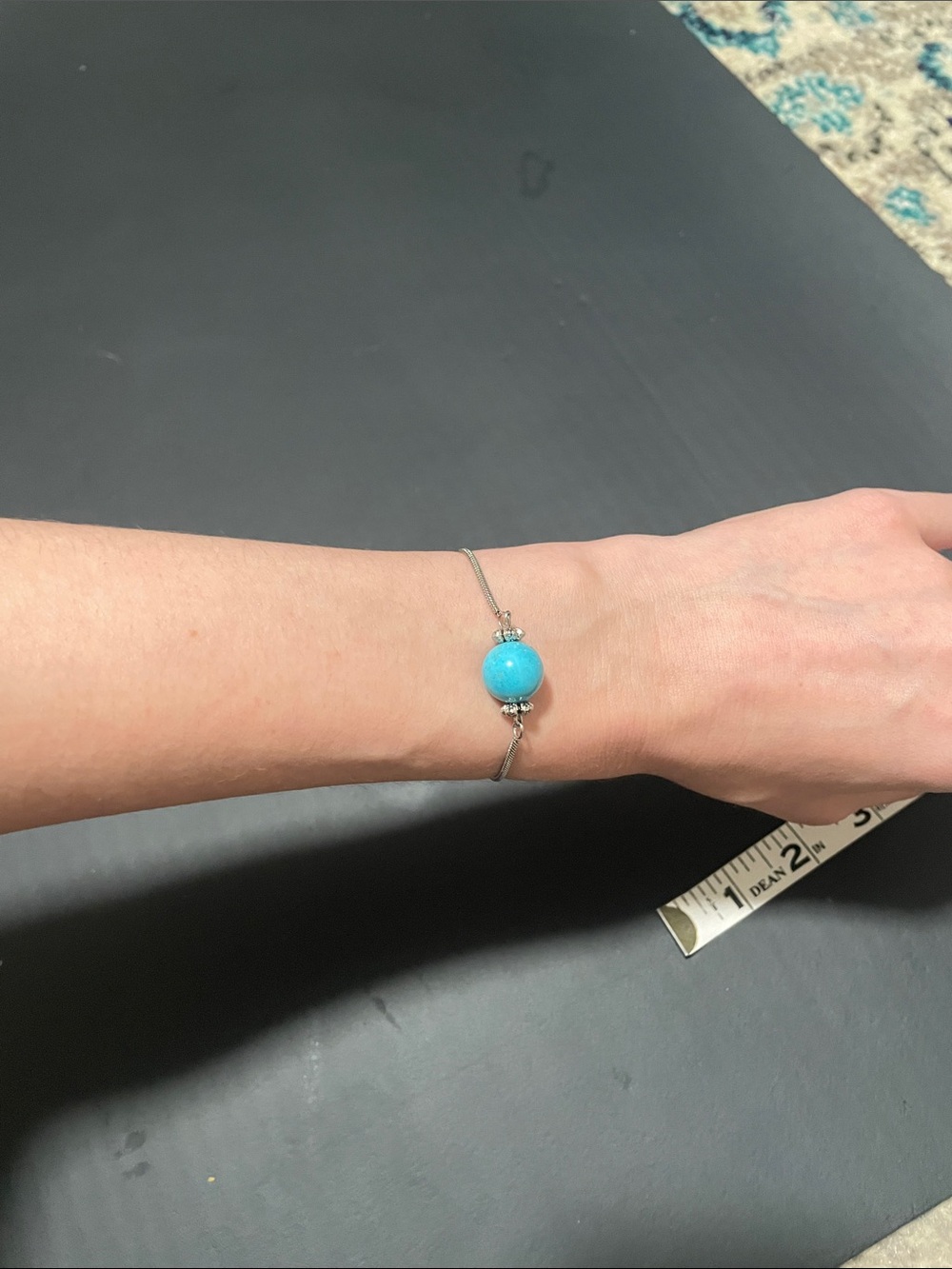 🖤5/$25 silver slide bracelet turquoise bead